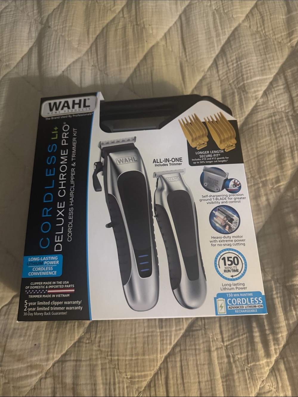Wahl Cordless Deluxe Chrome Pro Clipper & Trimmer Kit - Silver/Black